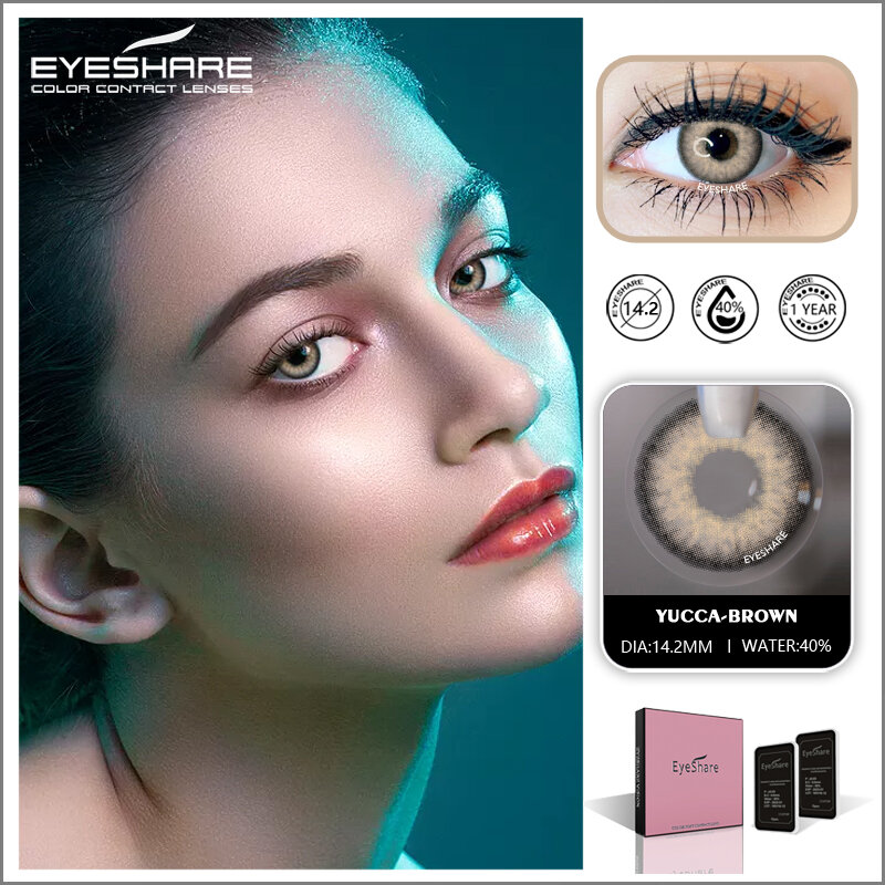 Eyeshare-lentes de contato coloridas, 1 par de lentes de contato coloridas série yucca, para olhos, cosméticos, lentes de contatos coloridas