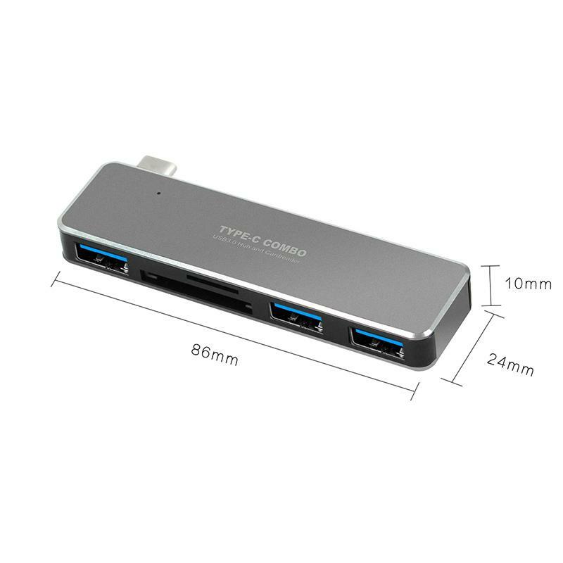 5-in-1 USB3.0 Hub Type C Adapter TF Card for PC MacBook Pro 2016/2017/2018/2019 New iMac/Pro Computers Notebook Chromebook