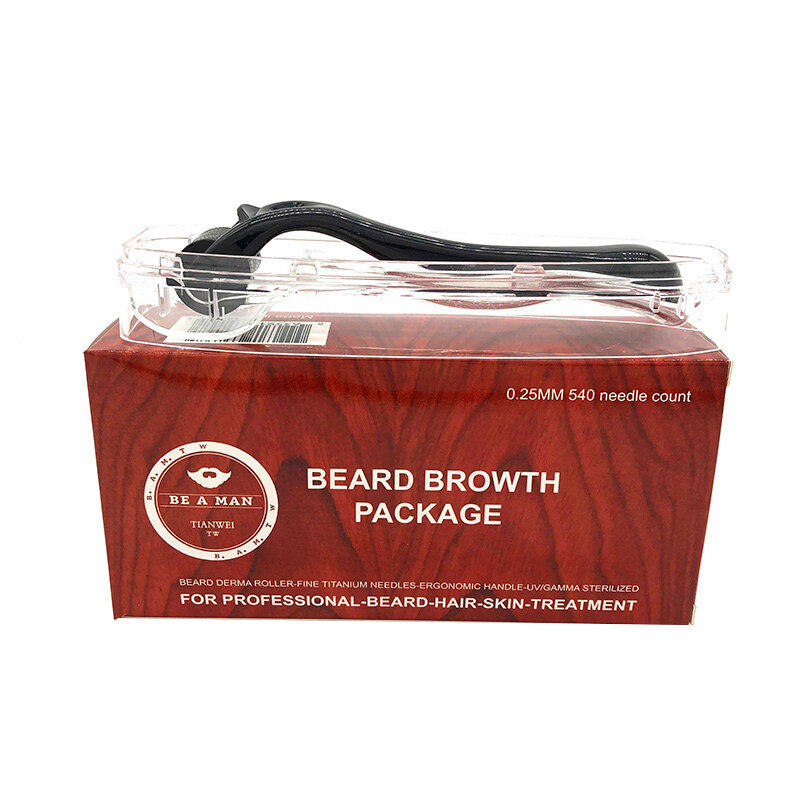 Rodillo para el crecimiento de la barba, herramienta de tratamiento para el cuidado de la piel, 0,25mm, 540 agujas