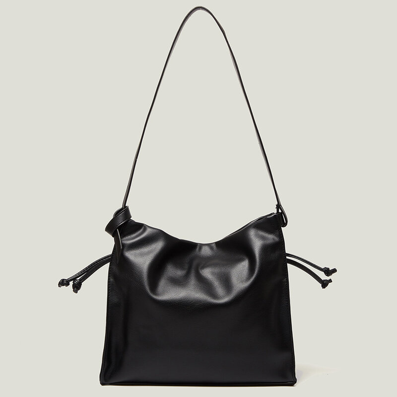 Vintage PU skórzane torby na ramię dla kobiet wiadro Retro prosta torebka damska praca duże modne damskie portmonetki Designer Tote New