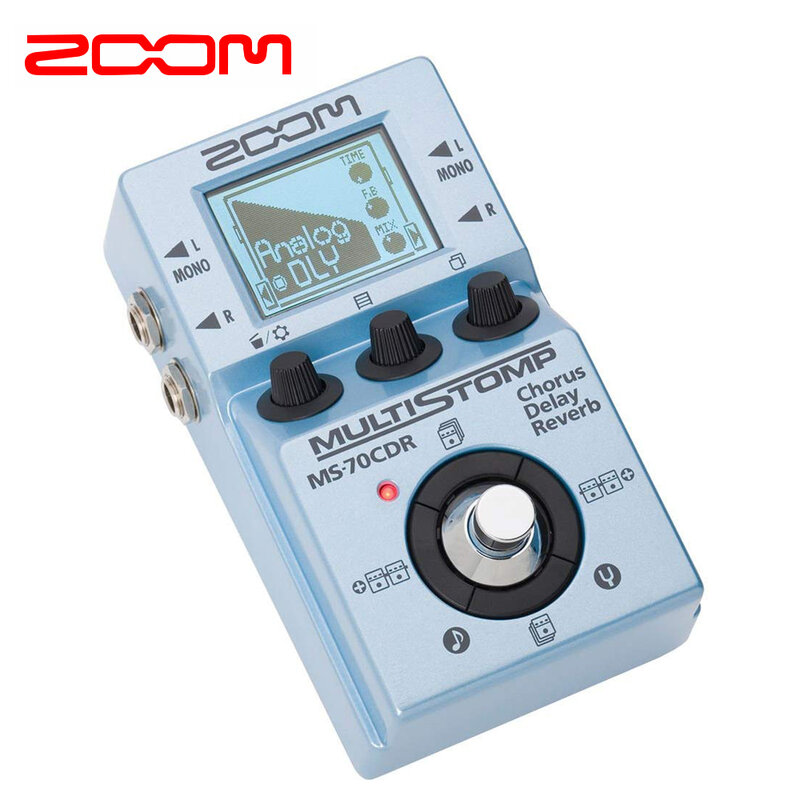 Zoom multistop chorus atraso e pedal reverso (zms70cdr), pedal de guitarra portátil