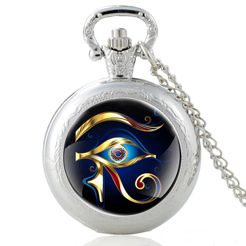 คลาสสิก Charm Eye Of Horus ควอตซ์นาฬิกาพ็อกเก็ตนาฬิกา Vintage ผู้ชายผู้หญิงจี้เครื่องประดับสร้อยคอของขวัญ