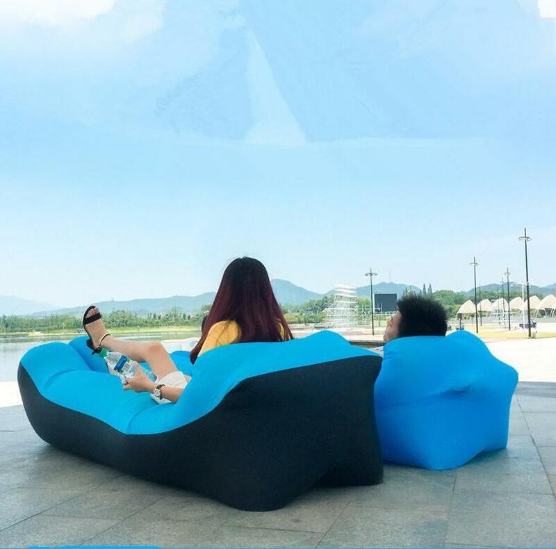 ผู้ใหญ่ Beach Lounge เก้าอี้พับได้อย่างรวดเร็วถุงนอนกันน้ำ Inflatable โซฟากระเป๋า Lazy Camping Sleeping Air Bed