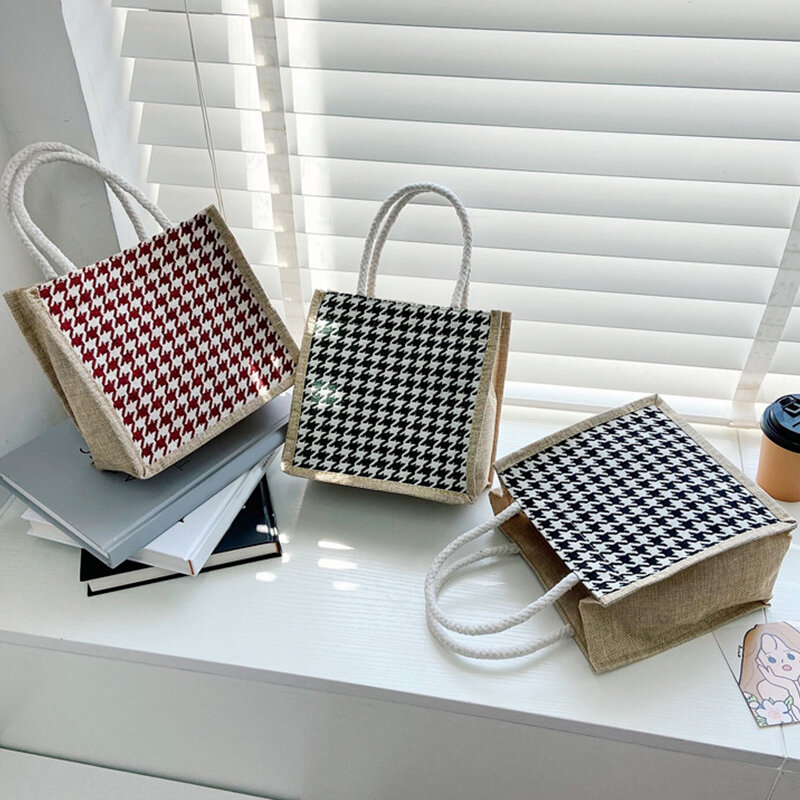 Японский клетчатый саквояж, вместительная маленькая квадратная сумочка на плечо в стиле ретро, креативный трендовый чемоданчик