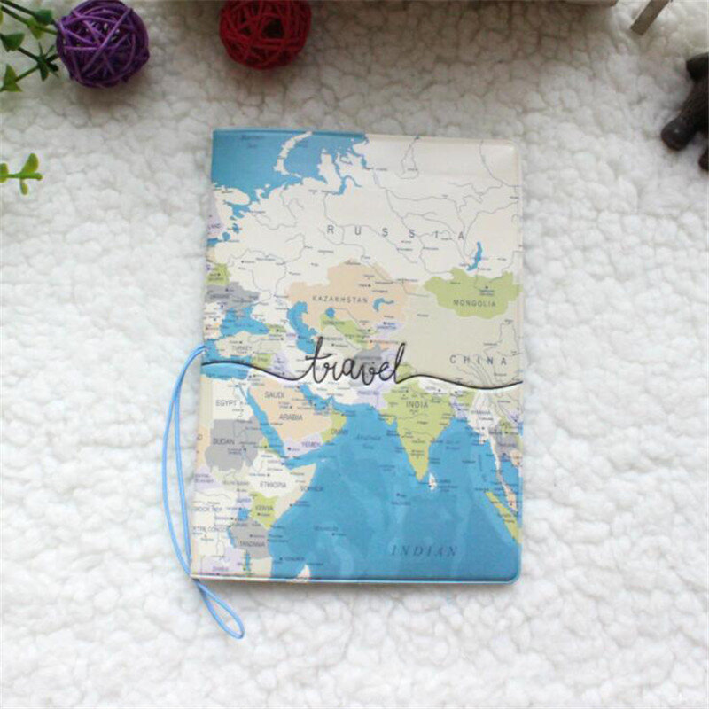 Dompet Tas Sampul Paspor Peta Dunia Kreatif Tas Surat Pria Wanita Kulit Pu Tempat Alamat Id Aksesori Perjalanan Asrama Portabel