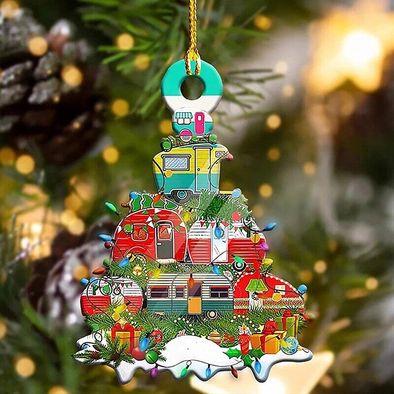 شجرة عيد الميلاد علامة قلادة أنماط متعددة الكرتون خشبية المعلقات السنة الجديدة نعمة هدية حفلة حافلة شجرة عيد الميلاد الملحقات