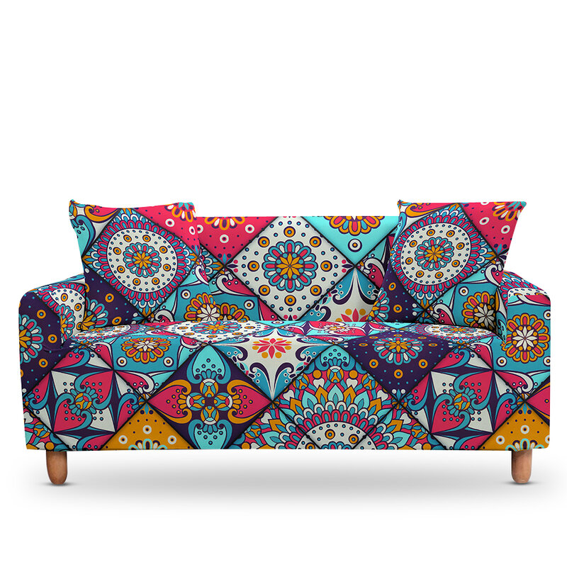 Funda elástica con estampado de Mandala para sala de estar, funda elástica para sofá de esquina seccional, fundas universales para sillón