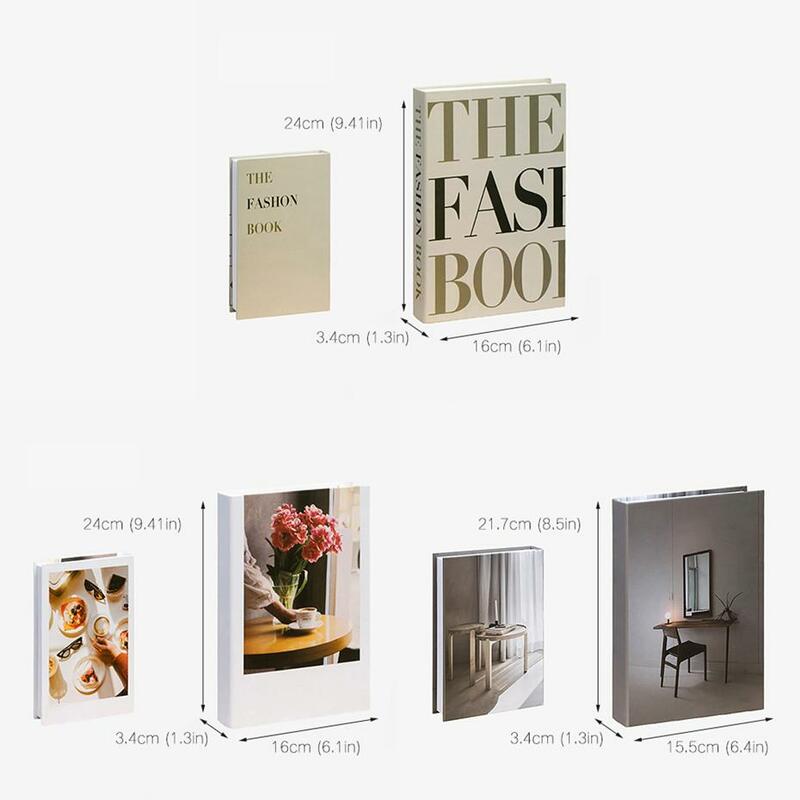 Livros falso decorativo feminino moderno, livro de luxo da moda para casa, acessórios decorativos, caixa de armazenamento de simulação, decoração da sala de estar