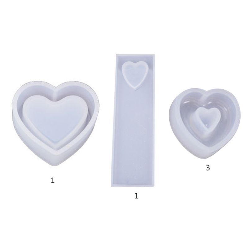 Molde de resina epóxi de cristal, caixa em forma de coração, pingente oco, molde de silicone para marcadores, xxfb