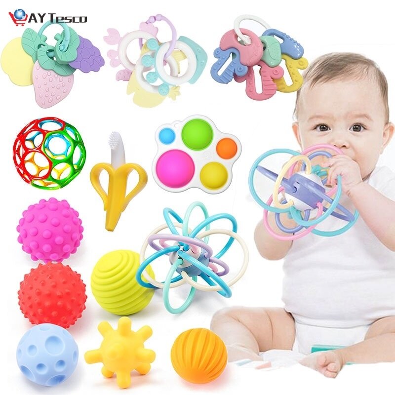 Развивающие игрушки для малышей, детские игрушки для детей 0-12 месяцев, погремушки для кроватки, прорезыватели для зубов, шарики для новорож...