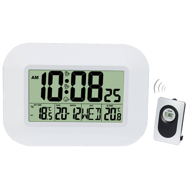 Lcdデジタル壁掛け時計,温度計,湿度計,スヌーズ,カレンダー付き目覚まし時計