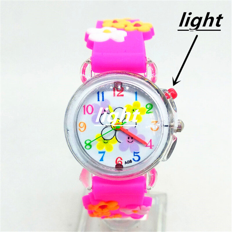 Resplandor juguetes regalo flor luminosa Multicolor niños Reloj luces LED Flash relojes para niños pulsera de las niñas de dibujos animados Reloj