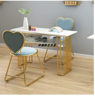Mesa y silla para decoración de tienda de manicura en línea, conjunto de mármol nórdico, individual y doble