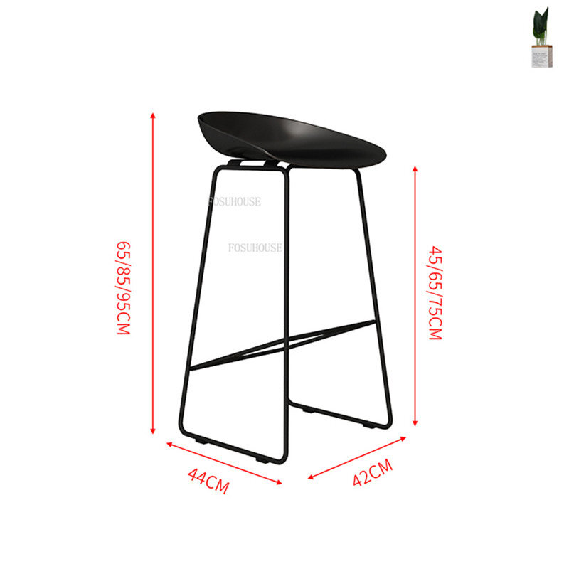 Silla de Bar nórdico moderna minimalista, taburete blanco de pie alto, silla de barra de plástico, diseño de hierro forjado, base alta para Cocina