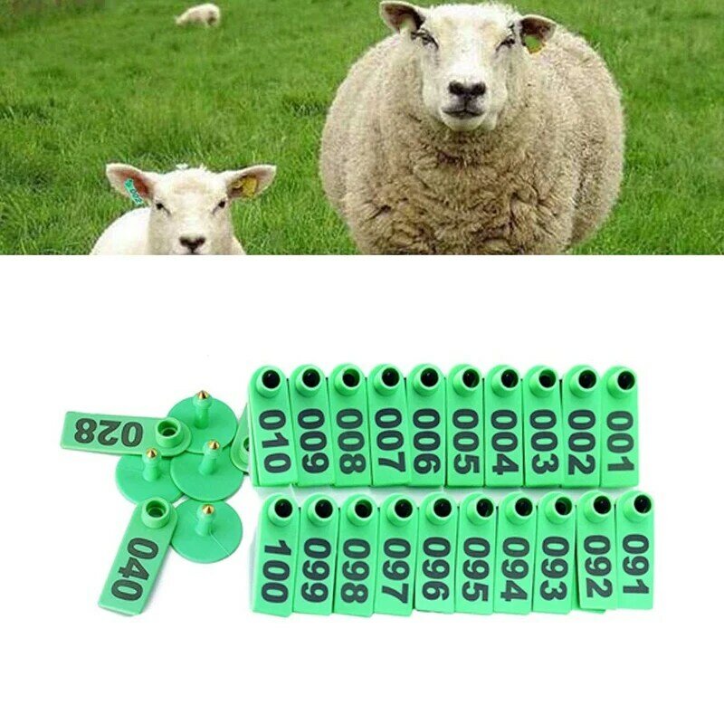 Alicate para etiqueta de orelha de animais, com número 001-100 etiquetas auriculares e 3 pinos, para instalação de gados, ovelhas e suínos