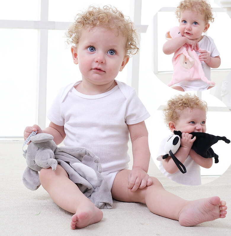 28*28cm Cartoon Elefant Kaninchen Bär Baby Plüsch Puppen Speichel Handtuch Tröster Spielzeug für Kinder Multi-funktion baby Handtücher Tücher