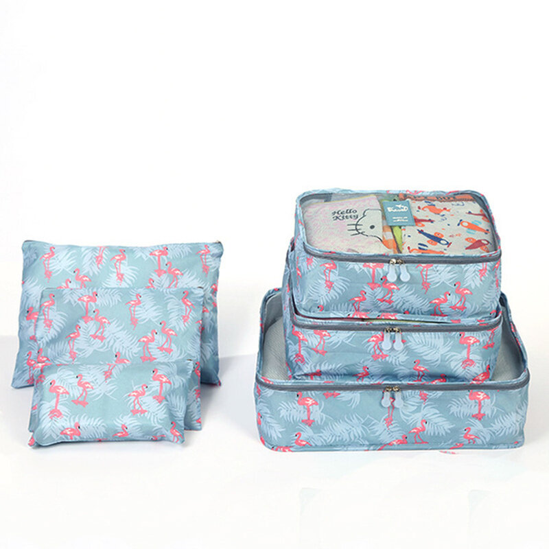 새로운 6 개/대 여행 가방 주최자 여행 가방 스토리지 가방 메쉬 포장 큐브 옷 화장품 속옷 가방
