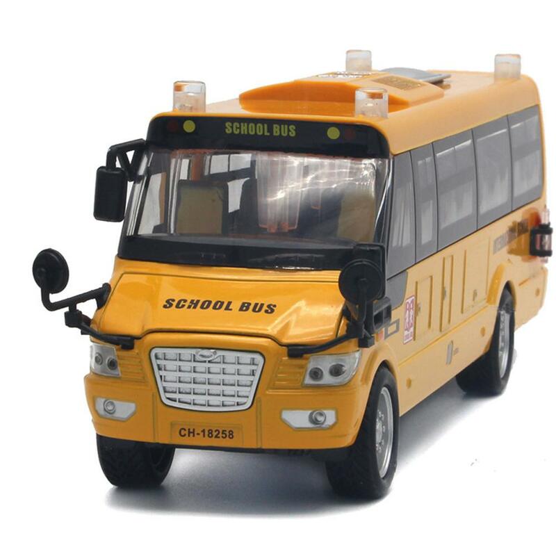 Kuulee grande puxar para trás liga diecast ônibus escolar com portas openable/luzes/som como presentes de natal