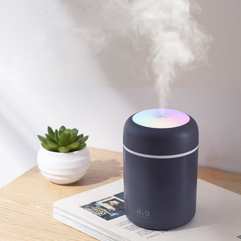 300ml Air Humidifier with Colorful Lamp Ultrasonic Home Car Aroma Essential Oil Diffuser USB Cool Mist Aromatherapy Humidifier