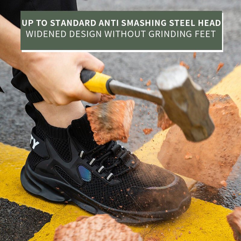 Waliantile-botas de trabajo de seguridad para hombre, zapatos transpirables con punta de acero, indestructibles, antideslizantes