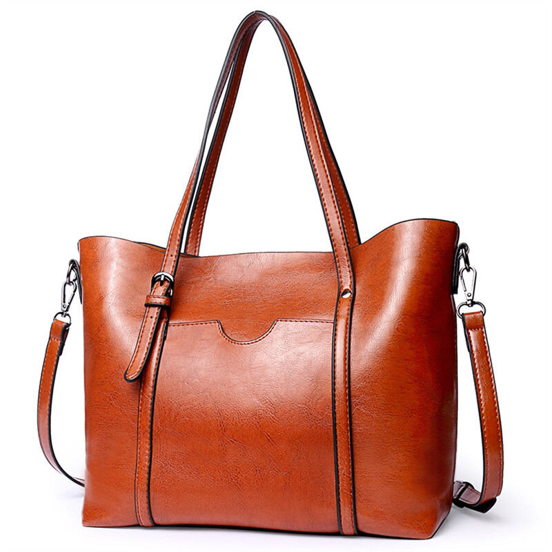 Женская сумка из искусственной кожи JCHENSJ, вместительная элегантная однотонная Сумка-тоут для работы и путешествий, винтажная дамская сумоч...