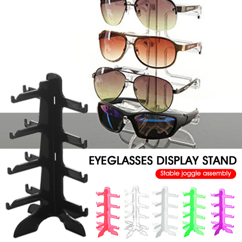 Óculos de sol de plástico mostrar rack suportes óculos suporte jóias organizador prateleira detém quatro pares de óculos de economia espaço