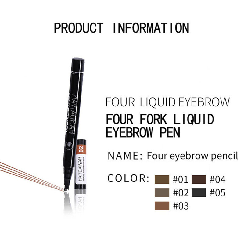 สี่หัวดินสอเขียนคิ้วกันน้ำและทนทานสี่ Pronged Eyebrow Pencil Quick Thrush