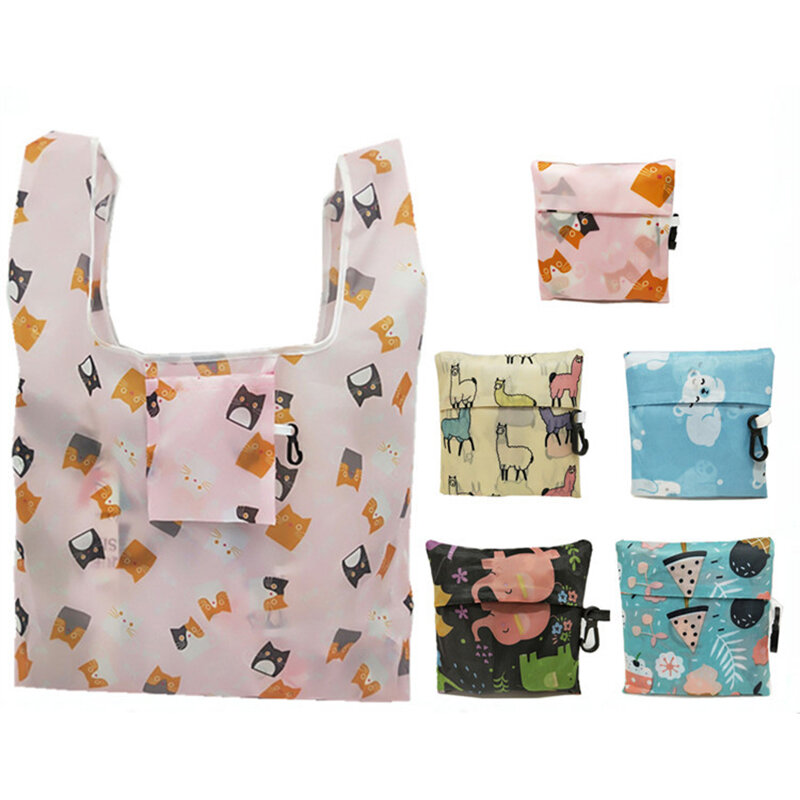 Gabwe novo flamingo reciclar saco de compras eco reutilizável sacola de compras dos desenhos animados floral ombro dobrável bolsa bolsas impressão
