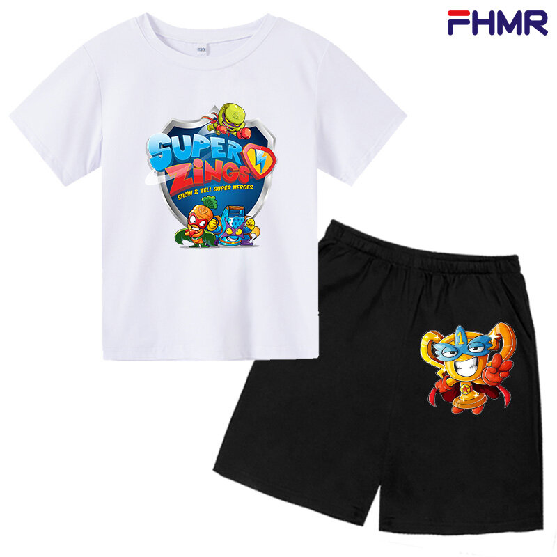 男の子と女の子のための夏のスーツ,スポーツコットン,レジャーTシャツ,高品質のTシャツ,漫画のデザイン