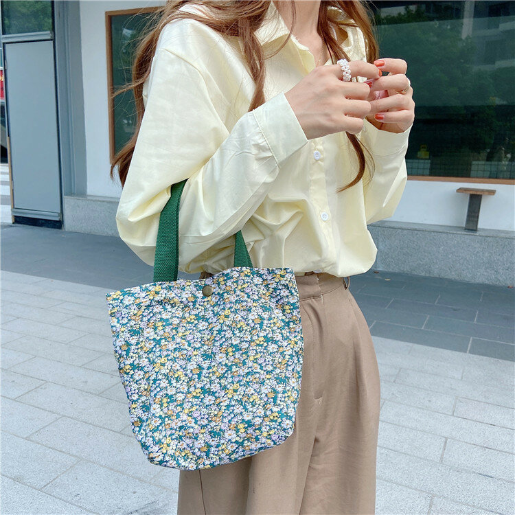 حقائب الغداء النساء Literary الأزهار طباعة المحمولة حقيبة الغداء الصغيرة الإناث حقيبة يد حقيبة تسوق عادية