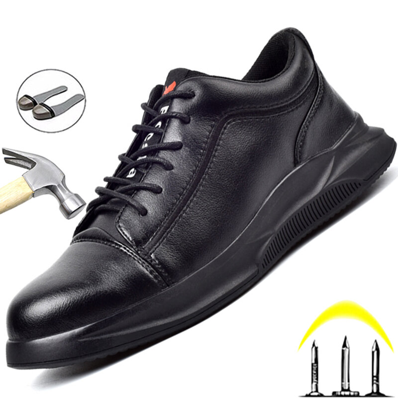 Skórzane buty ochronne męskie stalowe buty z palcami anty-smash anty-przebicie obuwie robocze wodoodporne męskie buty przeciw poparzeniom buty przemysłowe