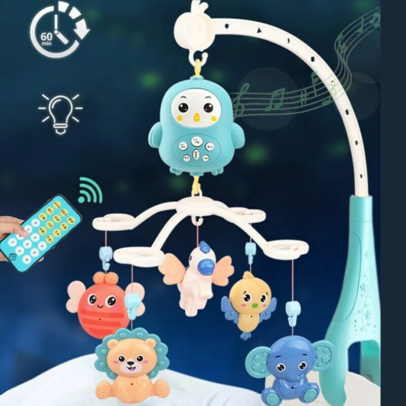 4305 conteúdos berço móvel cama sino com música e controle remoto aprendizagem precoce crianças brinquedo chocalho do bebê brinquedos infantis para 0-12 meses