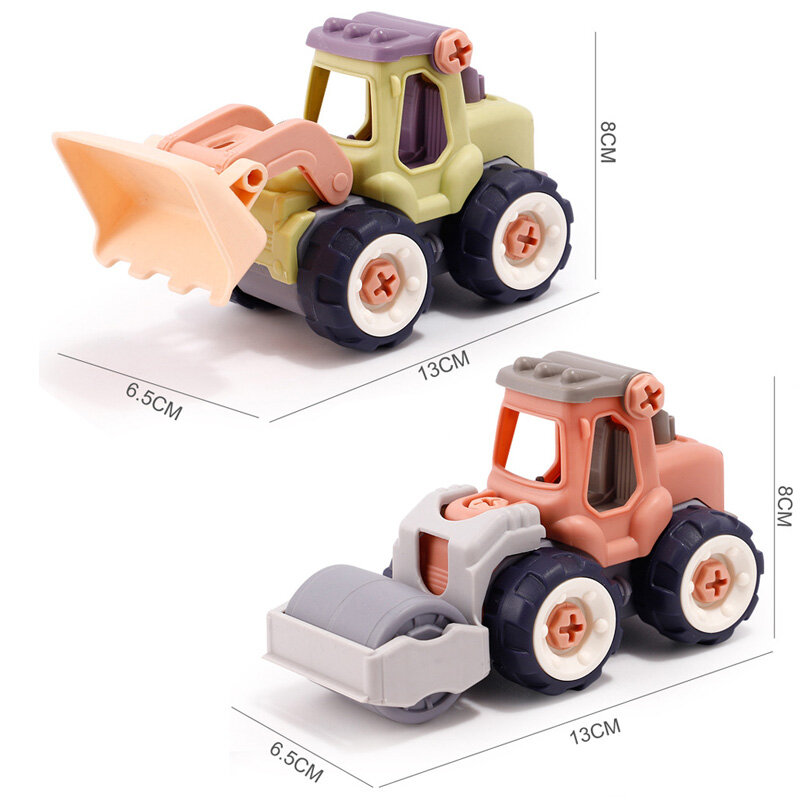DIY Mur Pembongkaran Rekayasa Mobil Sekrup Kacang Mainan Ekskavator Bulldozer Truk Model Awal Alat Pendidikan Mainan untuk Anak-anak