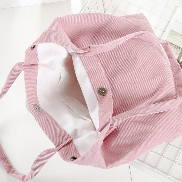 Nowy sztruks damska torba sztruksowa spersonalizowana torba na ramię o dużej pojemności haft na zamówienie prosta moda damska