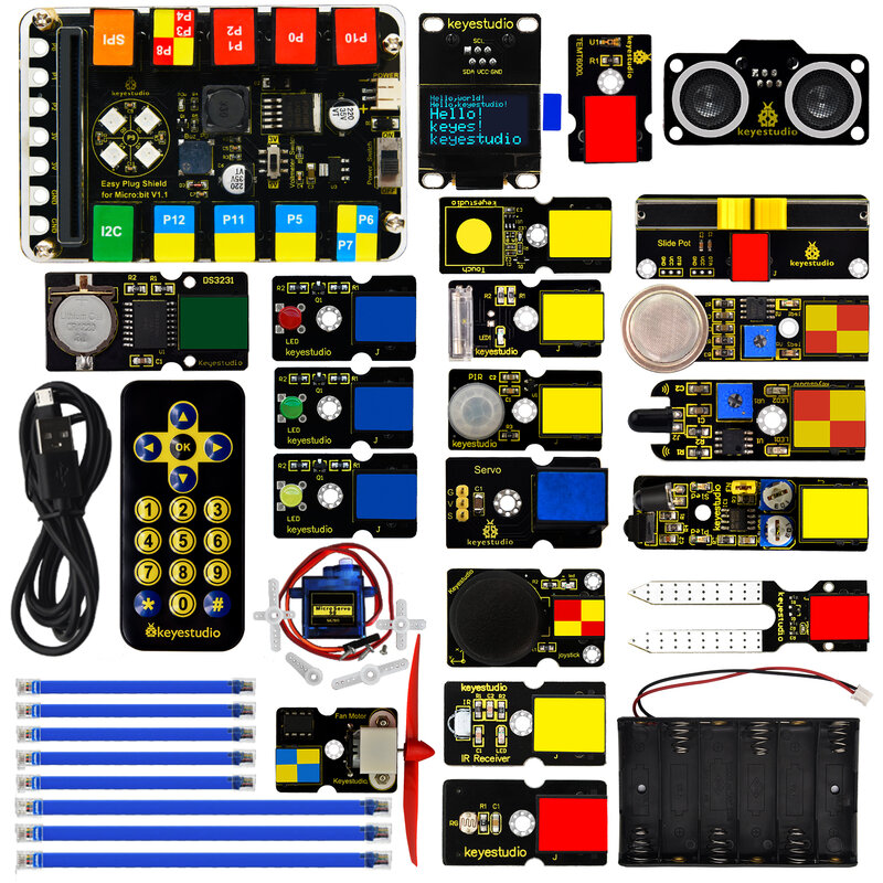 Keyestudio EASY Plug Ultimate Starter Kit для BBC Micro bit STEM EDU, Набор обучающих программ для набора Micro: bit Sensor Kit