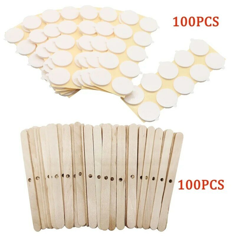 MILIVIXAY DIY Candle Making Supplies Double-sided Foam Adhesive Wick Sticker Wooden Candle Wick Holder Wick Bars Homemade Candle