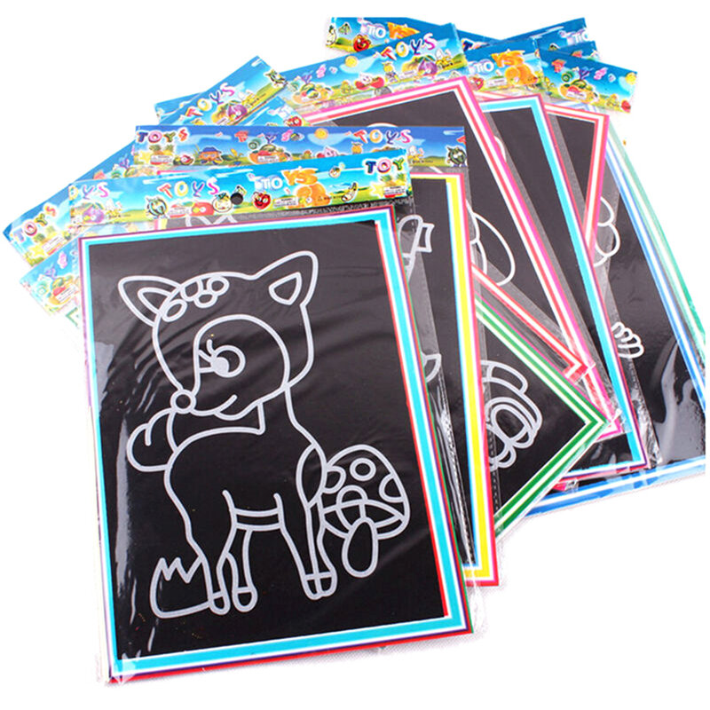 Kids Kras Stickers Schrapen Schilderen Onderwijs & Leren Speelgoed Voor Kinderen Gift Creatieve Verbeelding Ontwikkeling Speelgoed 9*12Cm