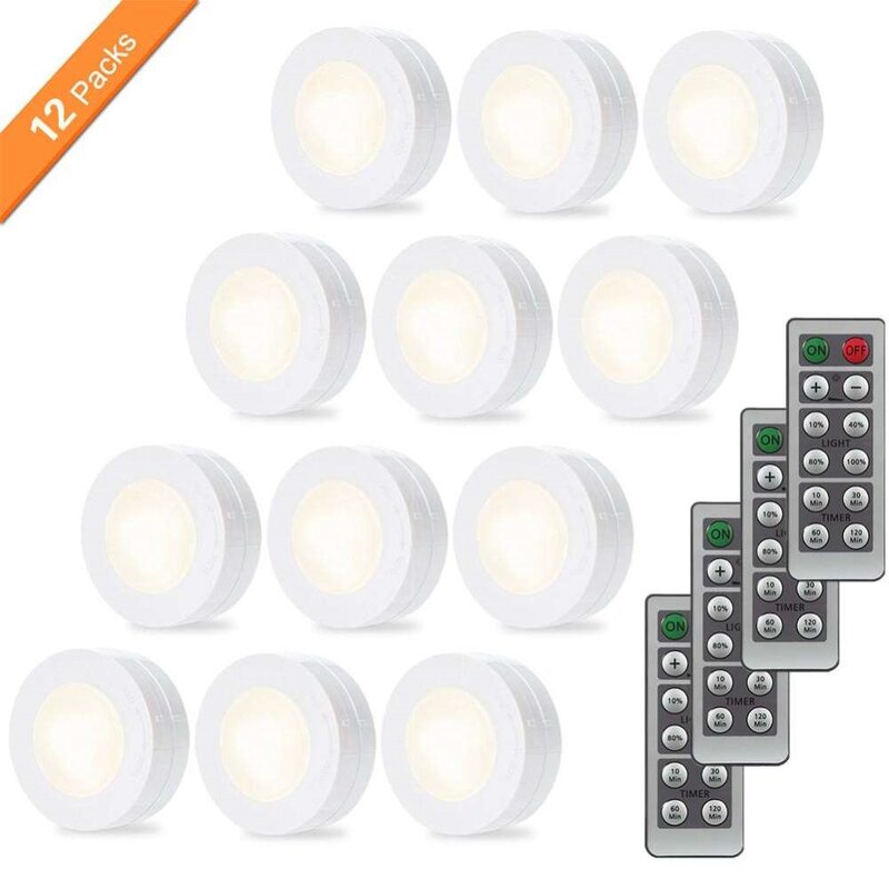 Wireless LED Puck Light Set With Dimmer And Timer Battery Powered Light With Remote Control Suitable For Kitchen Night Light