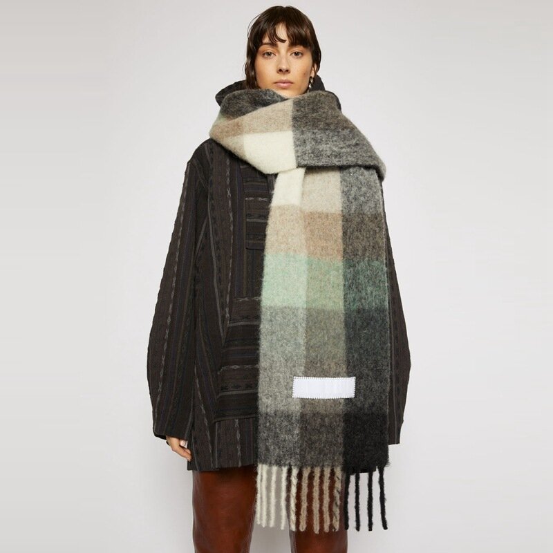 2020 새로운 가을, 겨울 여러 가지 빛깔의 두꺼운 격자 무늬 여성 스카프 AC 남성과 여성의 스카프에 대한 동일한 길이 따뜻한 목도리