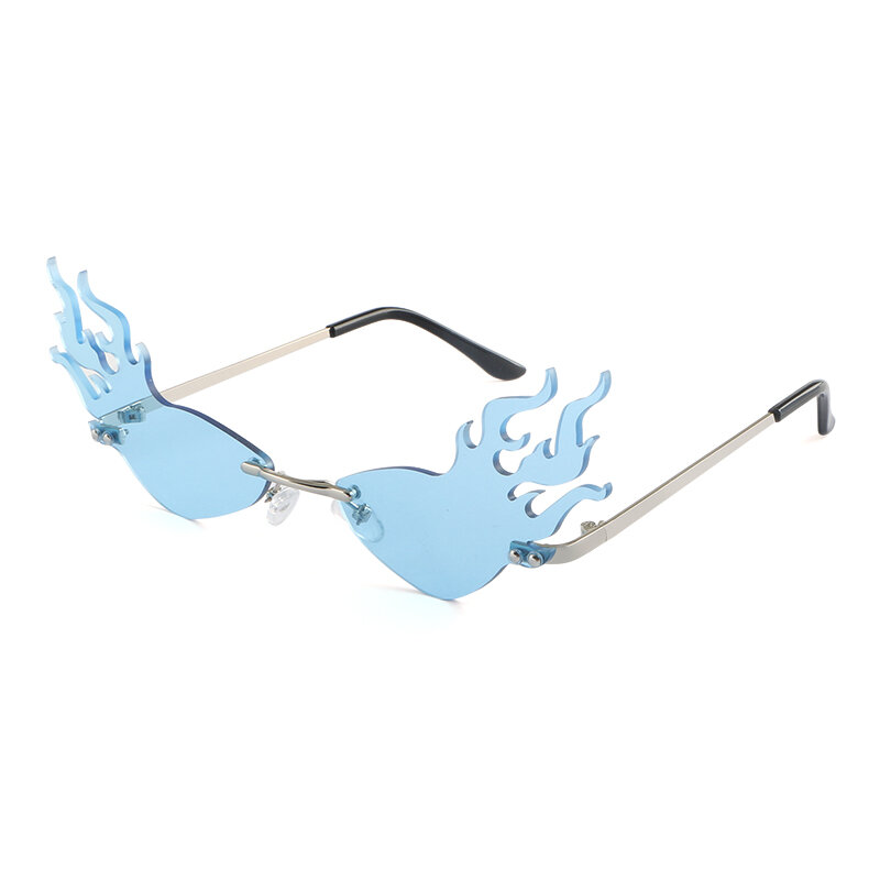 Óculos de sol de chama de fogo, óculos de sol da moda com design de marca, feminino, olho de gato, luxuoso, sem aro, uv
