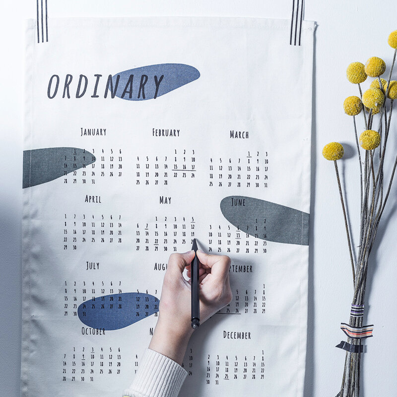 Calendario de 2020 días de algodón para decoración de pared, calendario creativo para oficina, escuela, planificador diario, notas, suministros de oficina, 365