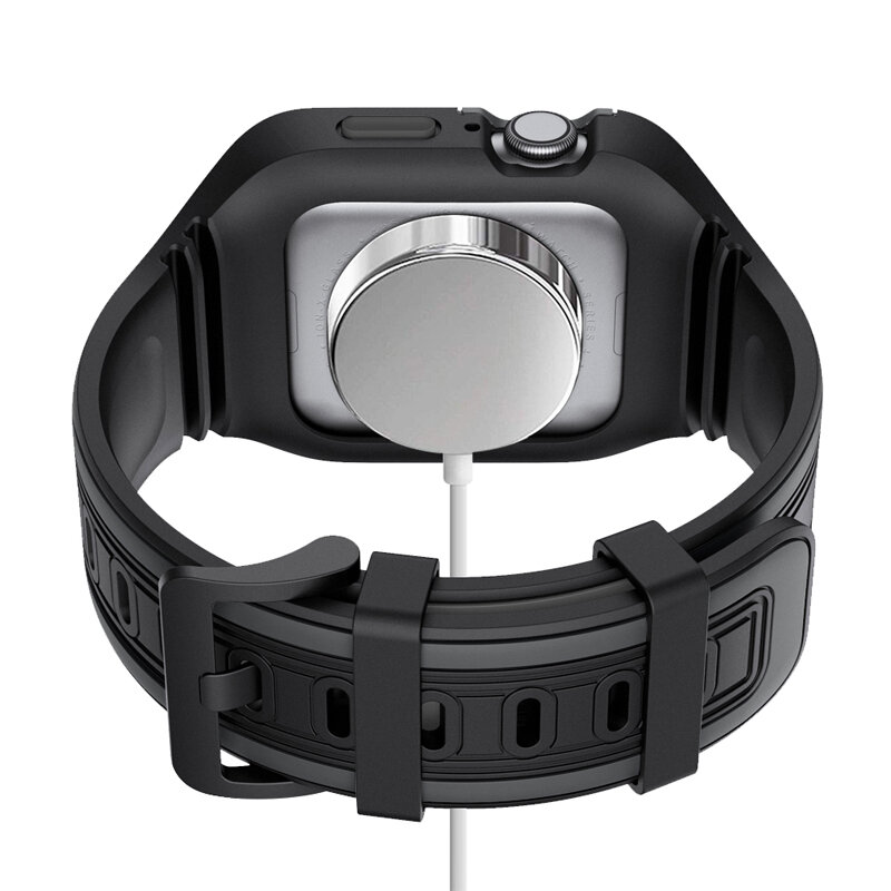 Ремешок из жидкого силикона и защитный чехол для Apple Watch Band 44 мм 42 мм iwatch Series 6/5/4/SE, ремешок для часов и защитный чехол