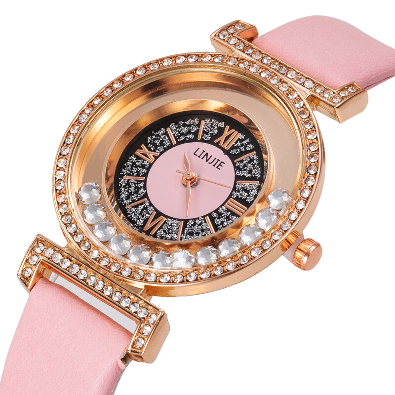 Strass mulheres relógios de quartzo senhoras relógio de couro cristal diamante moda pulseira relógio de pulso relógio feminino relojes
