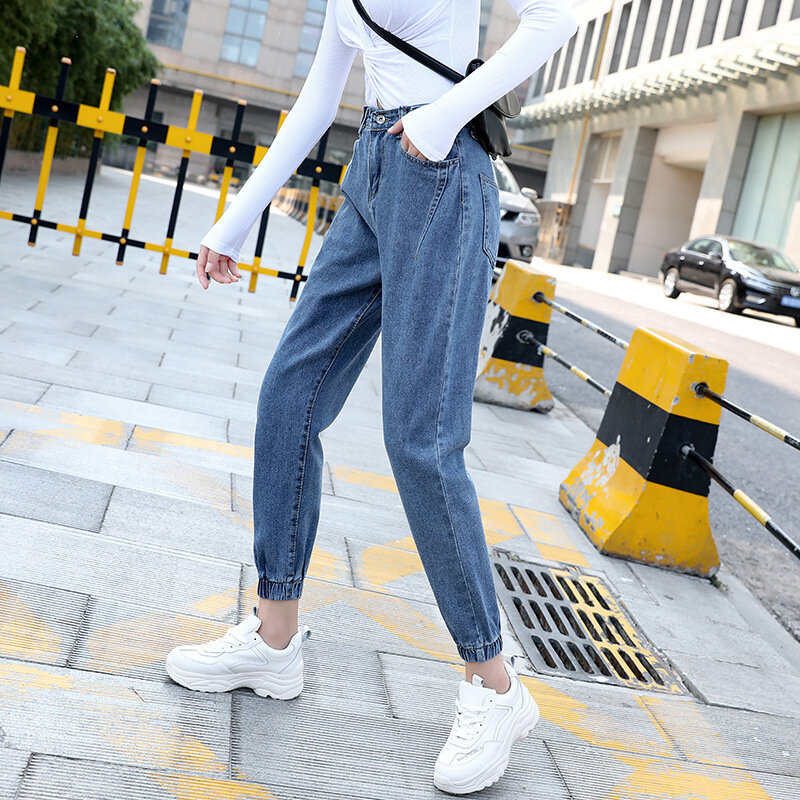 Novo jeans feminino de cintura alta moda urbana 2021