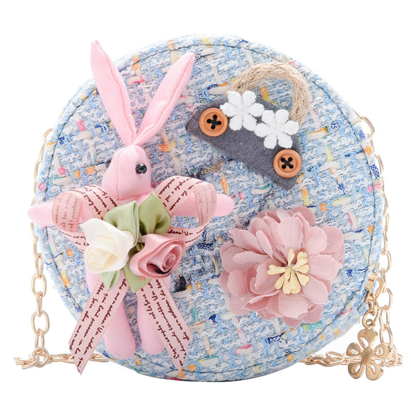 Children's messenger bag women 2020 new cartoon fashion wild mini woven small round bag princess accessory bag