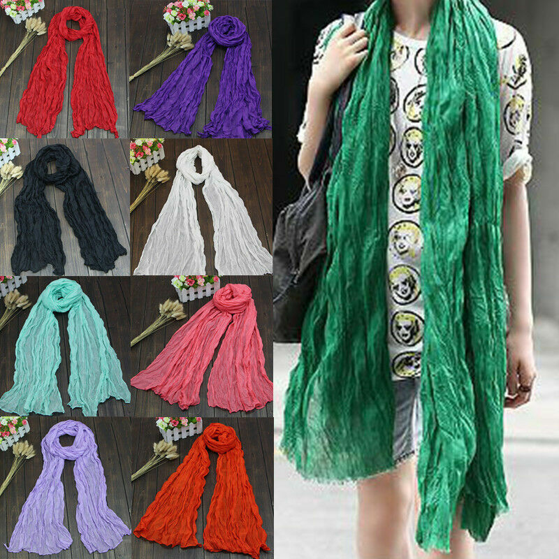 Hot Sale Linen Scarf Women Candy Color Warm Soft Ladies Long Voile Winter Thin Shawl