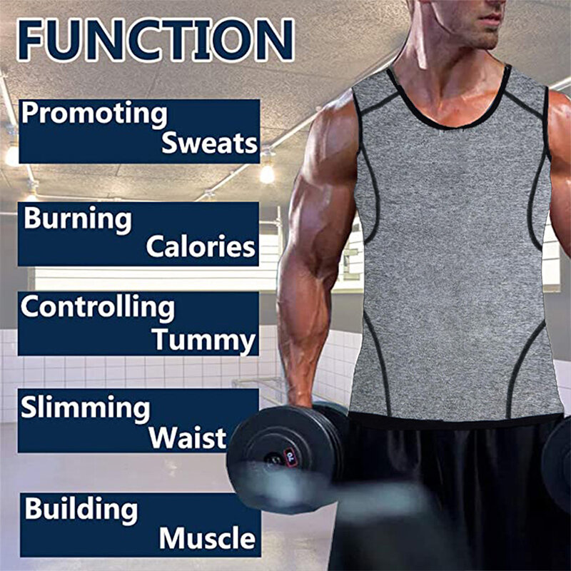 Sauna Vest for Men Sweat Waist Trainer Body Shaper Workout Shirt Gym Tank Top Exercise Sportswear Slimming Shapewear Corset Belt