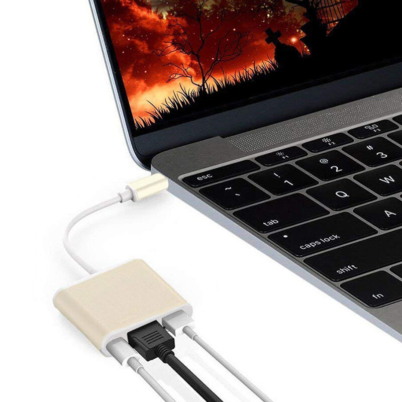 Dành Cho Apple Macbook Air Máy Tính Laptop Chuột Máy Tính Giao Diện USB 3.1 Loại C Hub HD 4K Adapter Kết Nối Cổng USB hội HDMI-Tương Thích