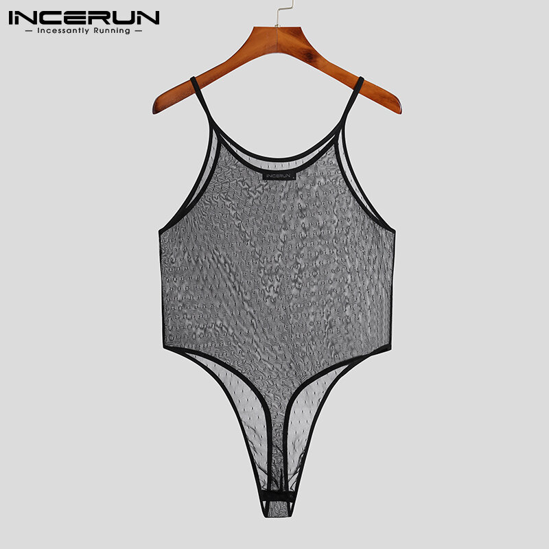 INCERUN Men's Sexy Leisure Bodysuit Comfortable Homewear Rompers Male Bodysuit Male Well Fitting Hollow Out Jumpsuits S-5XL 2022