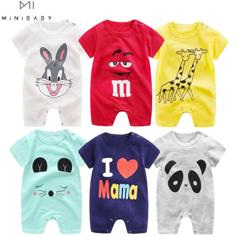 Barboteuse en coton à manches courtes pour bébé, vêtements une pièce unisexe pour bébé fille et garçon, combinaisons girafe, 2021